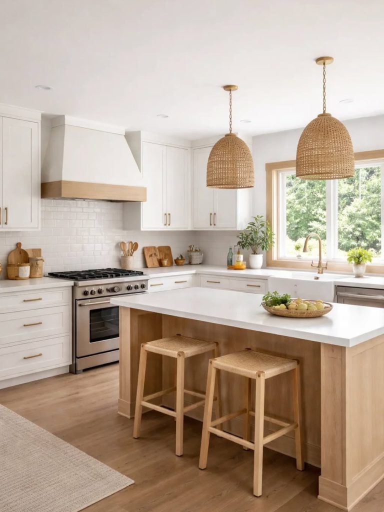 Wood kitchen ideas with islands for cooking, eating, and flow