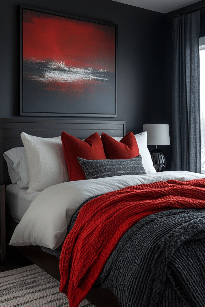 Red and Gray Bedroom Inspiration