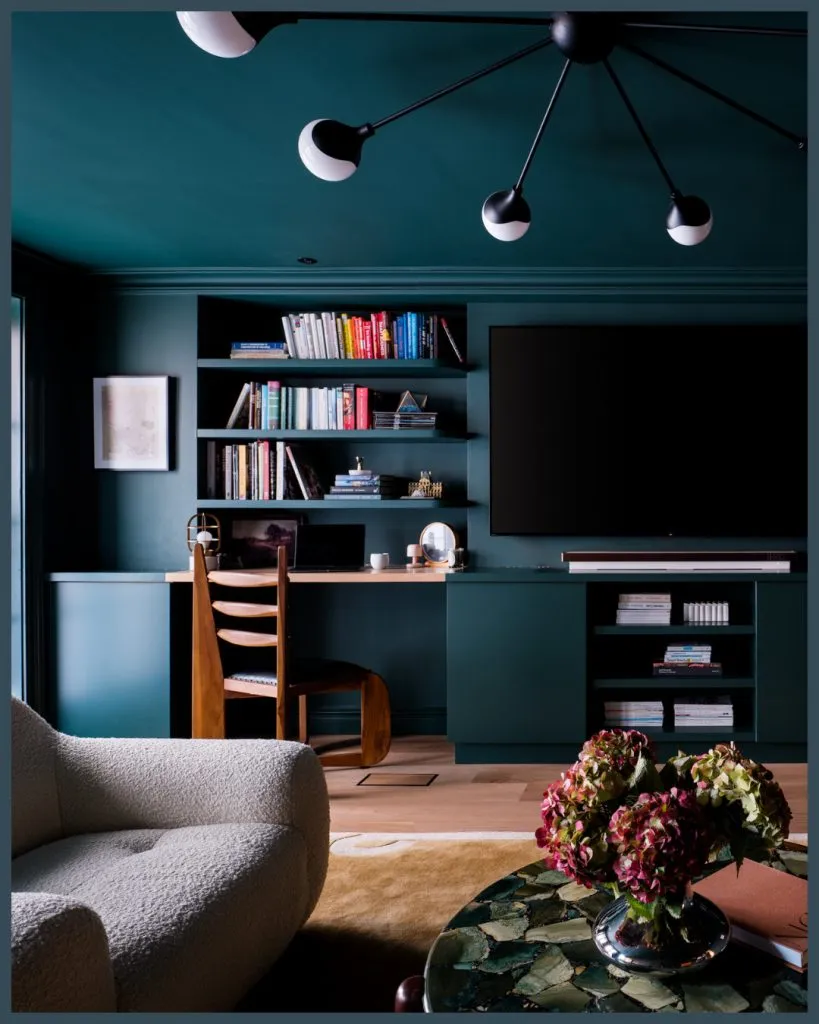 TV Walls with Desks for Work and Media