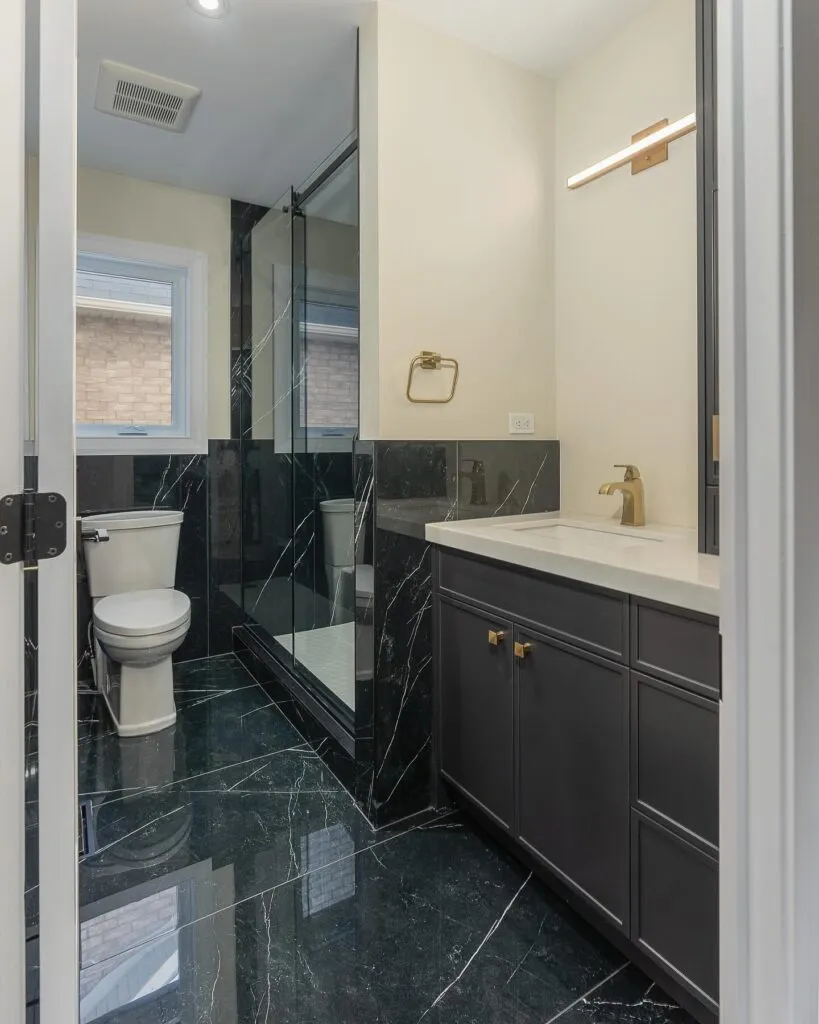 Basement Bathroom Ideas with a Black Vanity
