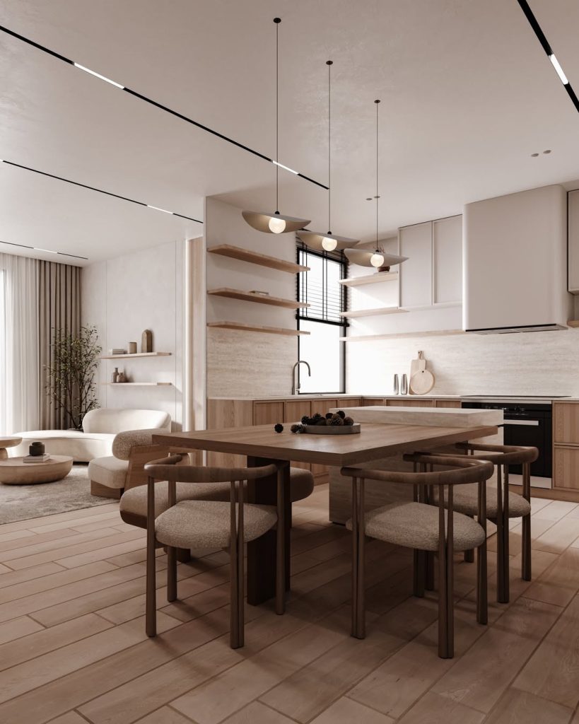 Japandi Style for Open Kitchens and Living Rooms