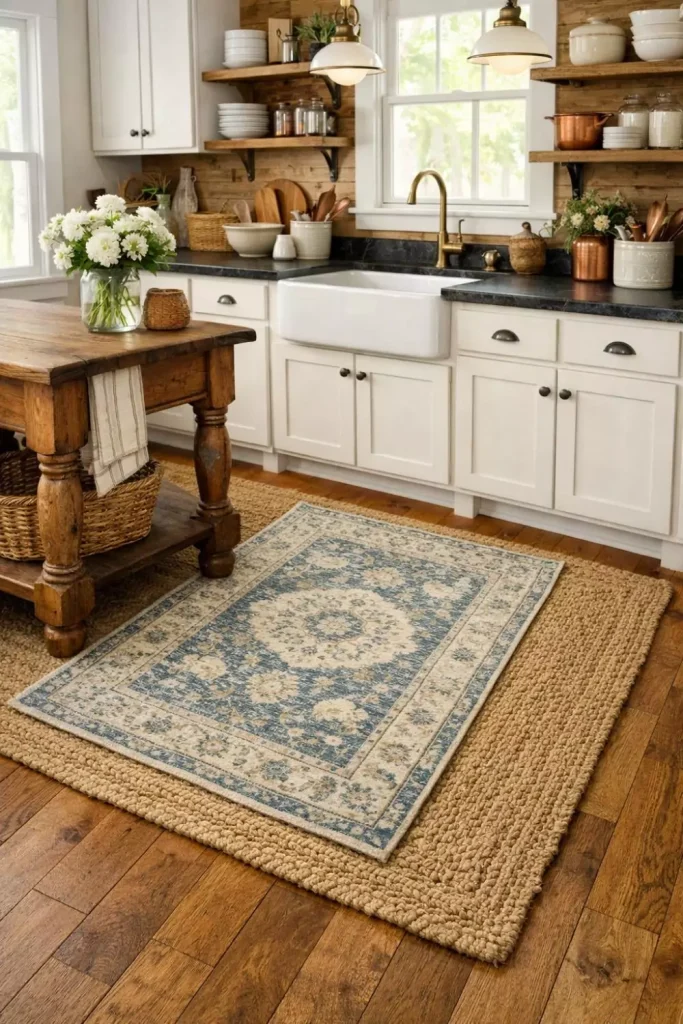 Cozy Farmhouse Kitchen Rug Ideas with a Classic Feel