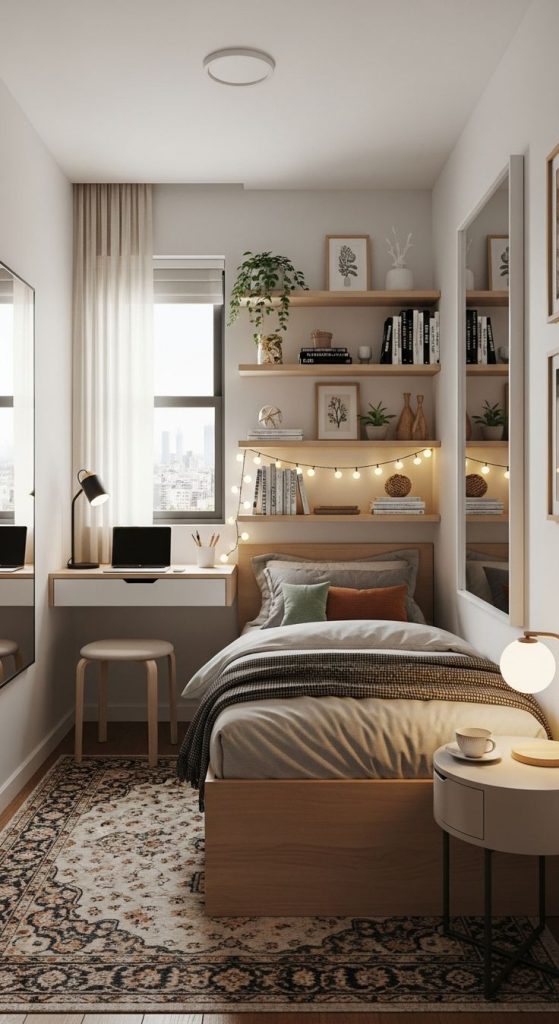 . Small Bedroom Layouts with a Desk for Work and Rest