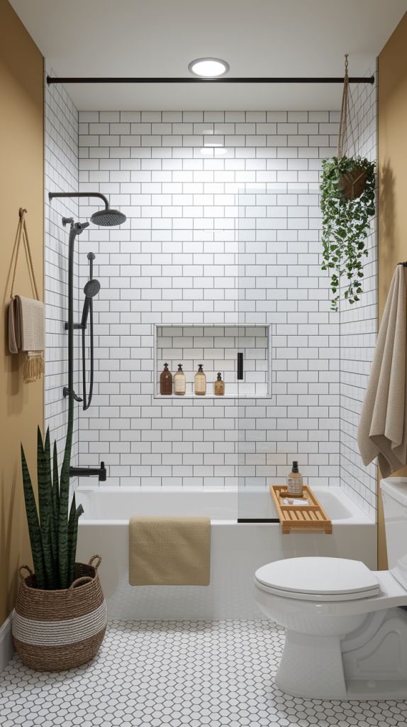 Smart Small Bathroom Designs With a Tub and Shower Together