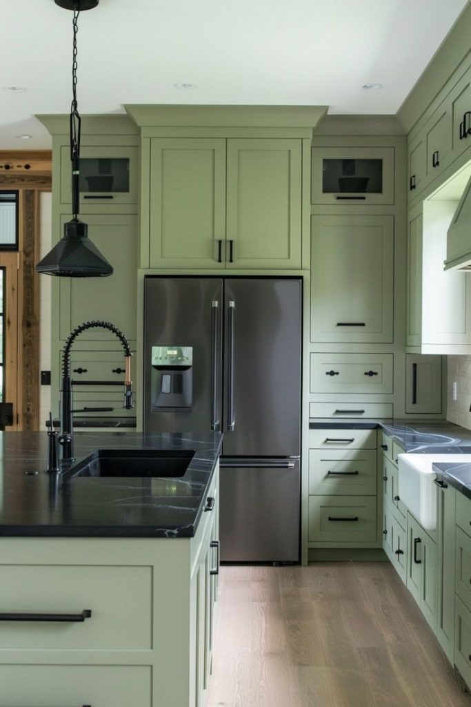 Black and Sage Green Kitchen Design Ideas