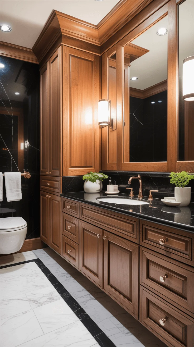 Black and Wood Bathroom Ideas